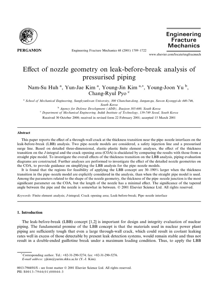 Effect of Nozzle Geometry On LBB | PDF | Fracture | Mechanical Engineering