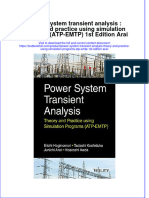 Power System Transient Analysis: Theory and Practice Using Simulation Programs (ATP-EMTP) 1st Edition Arai