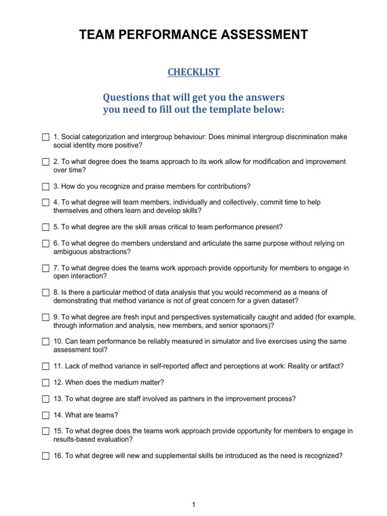 3.8 Team Performance Assessment | PDF | Psychological Concepts | Psychology