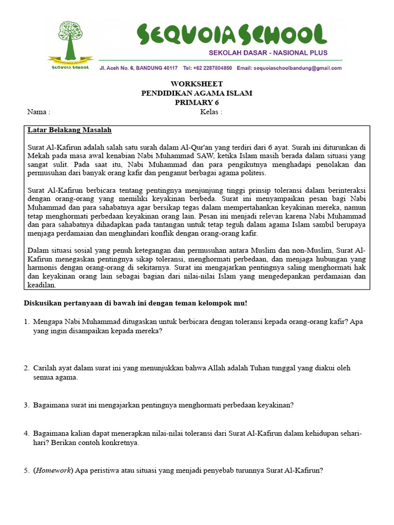 Worksheet Primary 6.2 | PDF
