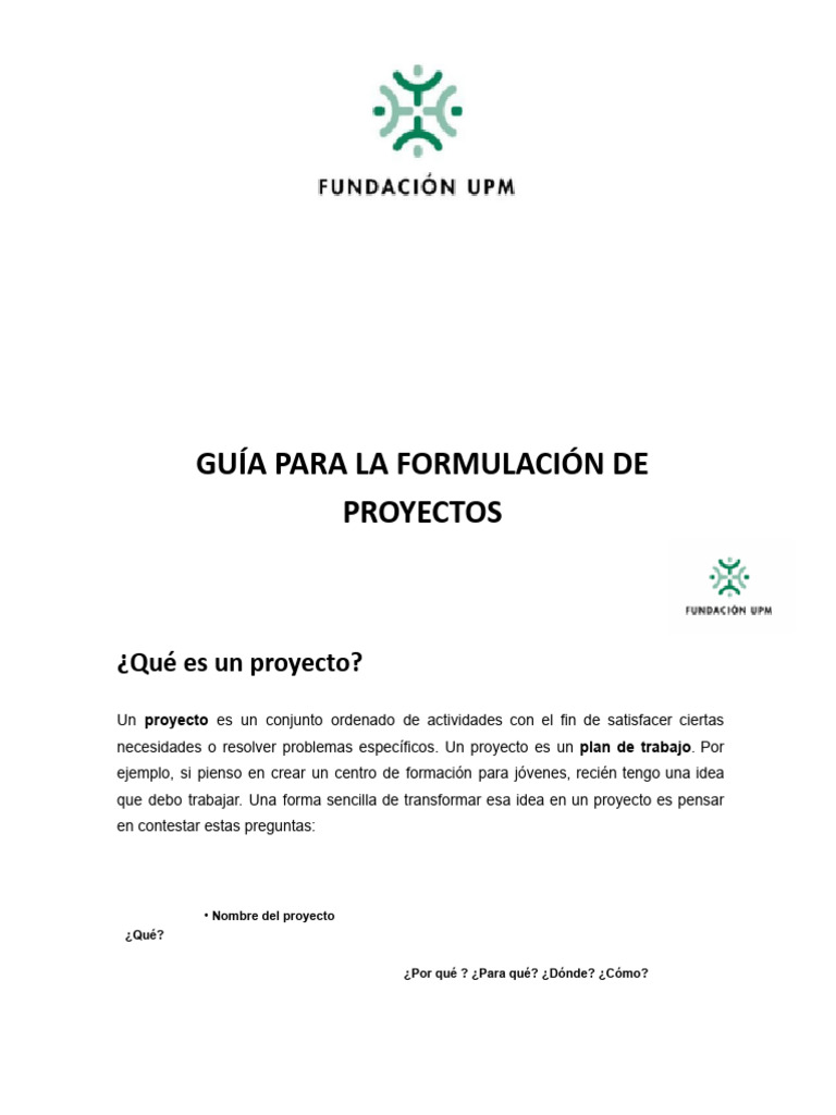 Guia para La Formulacion de Proyectos | Descargar gratis PDF ...