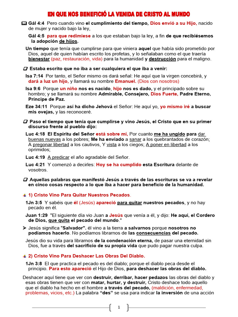 01 en Que Nos Beneficio La Venida de Cristo Al Mundo | PDF | Cristo ...