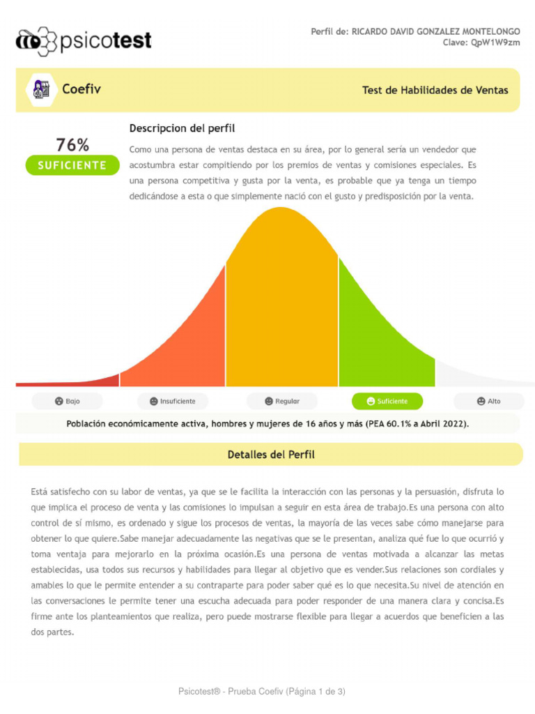 Psicotest®: Prueba Coefiv Completa | PDF | Relaciones personales ...