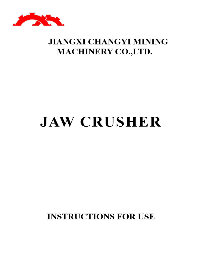 Jaw Crusher Operation Manual | PDF | Manufactured Goods | Mechanical ...