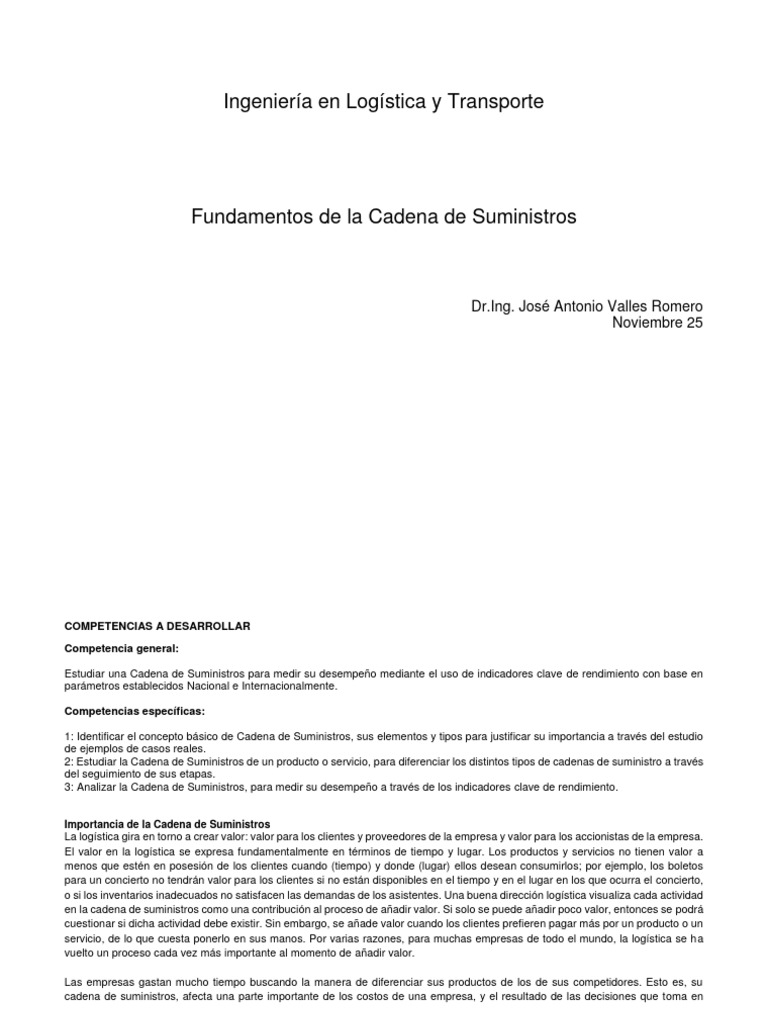 Fundamentos de La Cadena de Suministros | PDF | Cadena de suministro ...