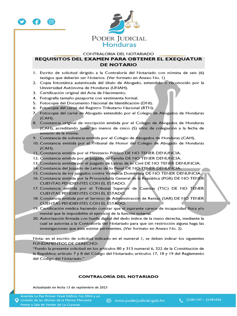 Requisitos Examen para Obtener El Exequátur de Notario (Actualizado 09 ...