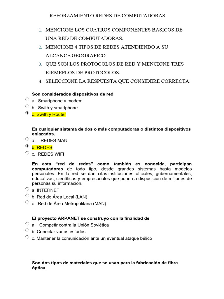 Componentes y Tipos de Redes de Computadoras | PDF | Red de ...