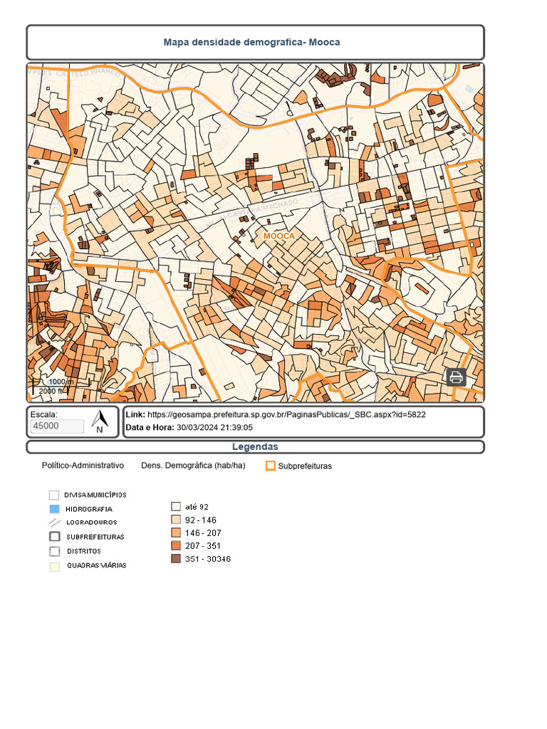 Mapa Densidade Demografoca - Mooca | PDF