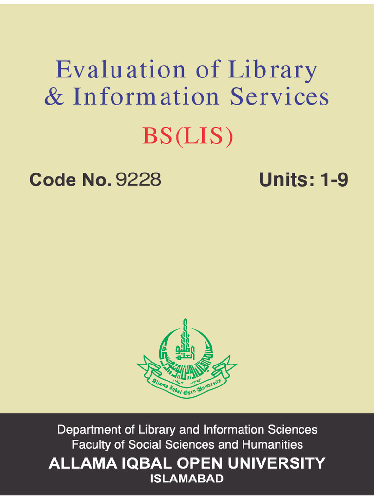 Evaluation of Library & Information Services: Bs (Lis) | PDF ...
