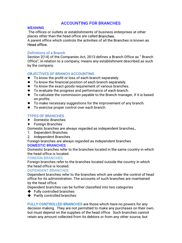 Accounting For Branches | PDF | Science & Mathematics | Technology ...
