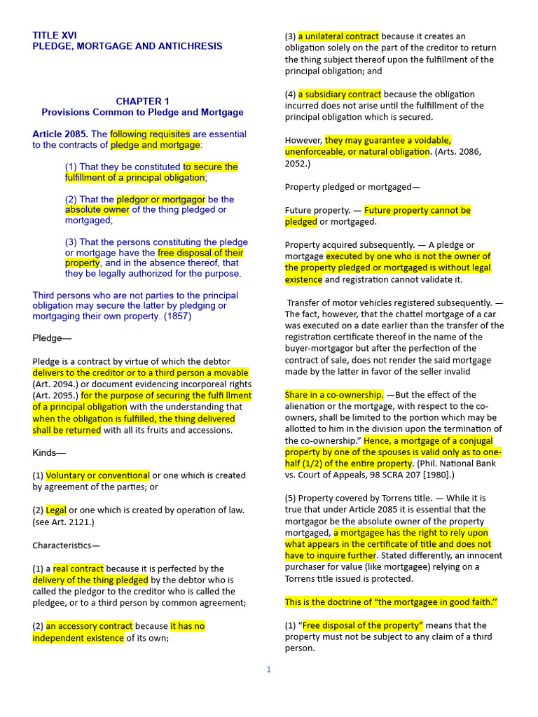 Pledge and Mortgage Legal Provisions | PDF | Mortgage Law | Foreclosure