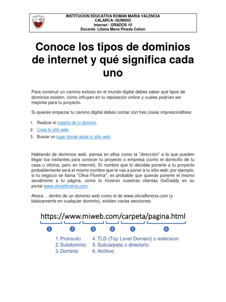 Tipos de Dominios de Internet Explicados | PDF | Nombre de dominio