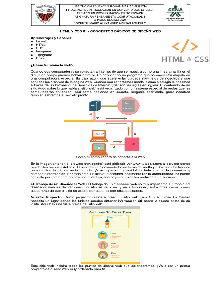 Taller #1 HTML y CSS Periodo 2 - 2024 | Descargar gratis PDF | Red ...