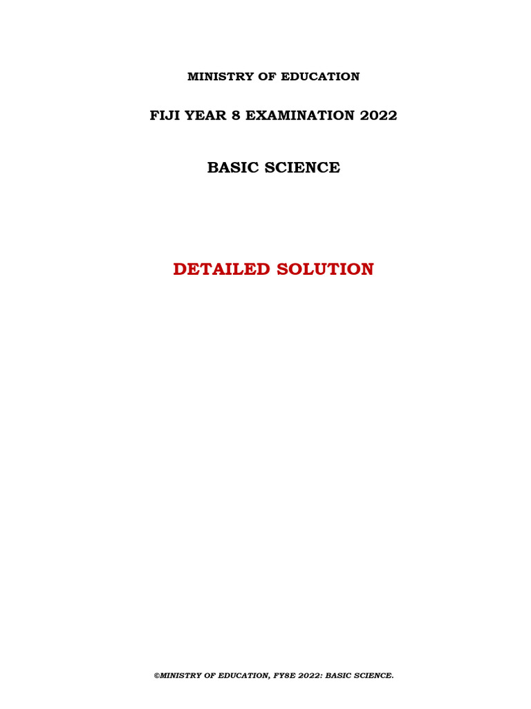 Fiji Year 8 Basic Science Exam 2022 | PDF | Tide | Mixture