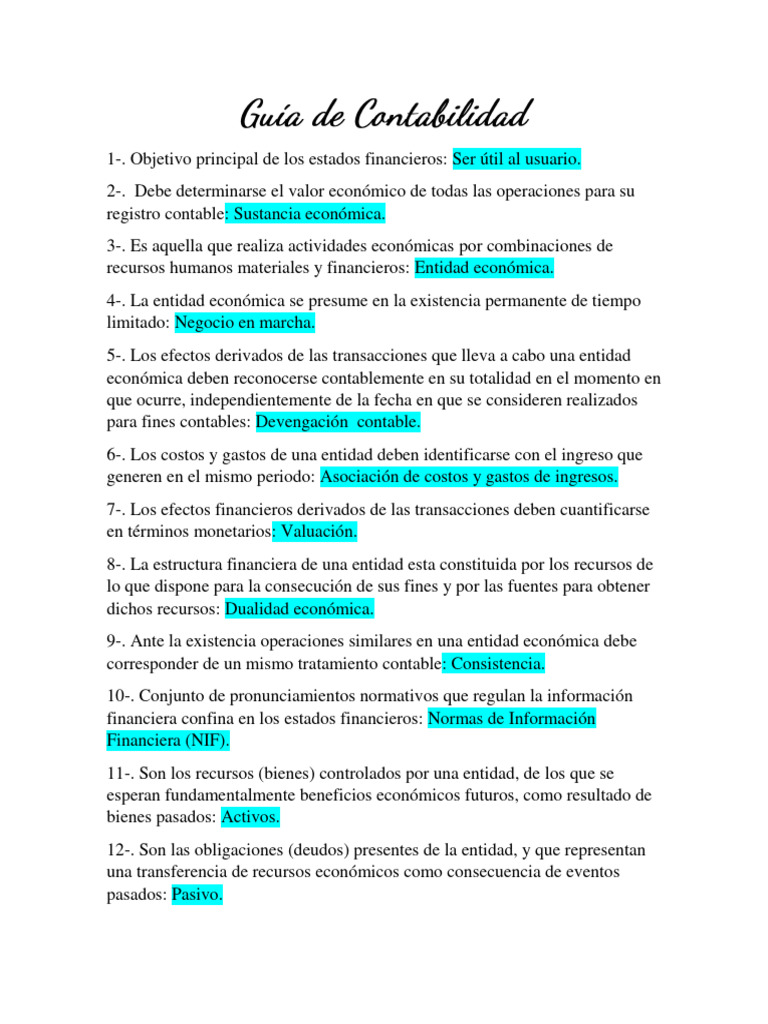 Guía de Contabilidad | PDF | Contabilidad | Estado financiero