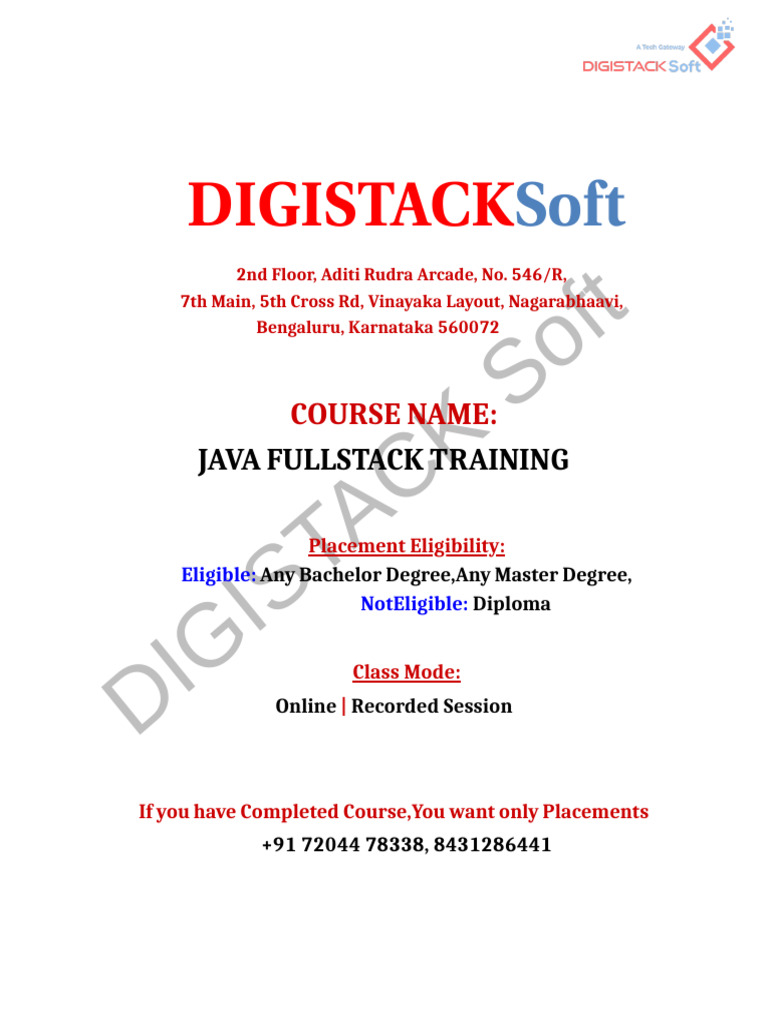 Digistack Java Full Stack Syllabus | PDF | Java Script | Class ...