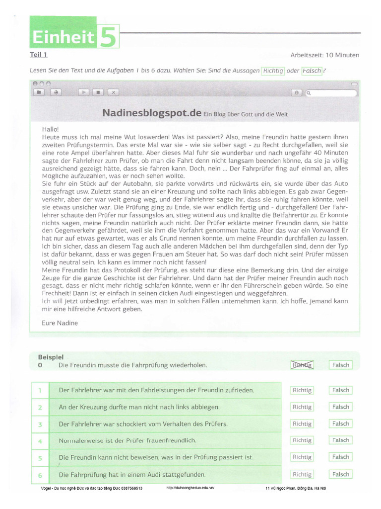 Module B1 Lesen Test 5 Pdf