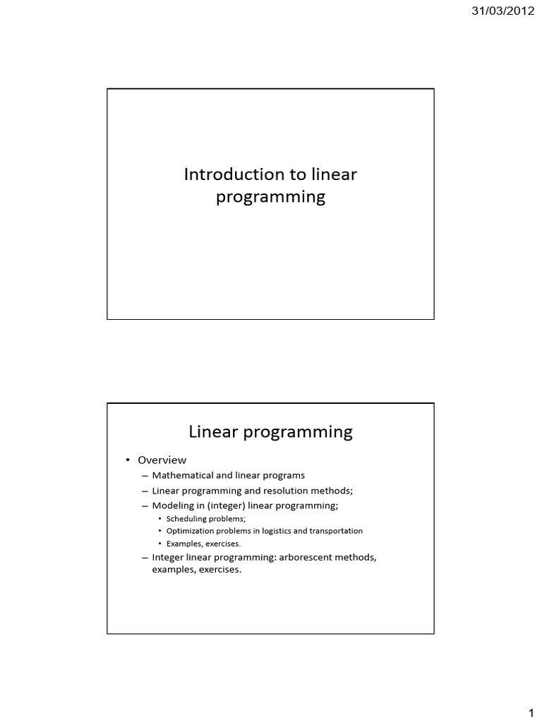 Introduction To Linear Programming For Beginners