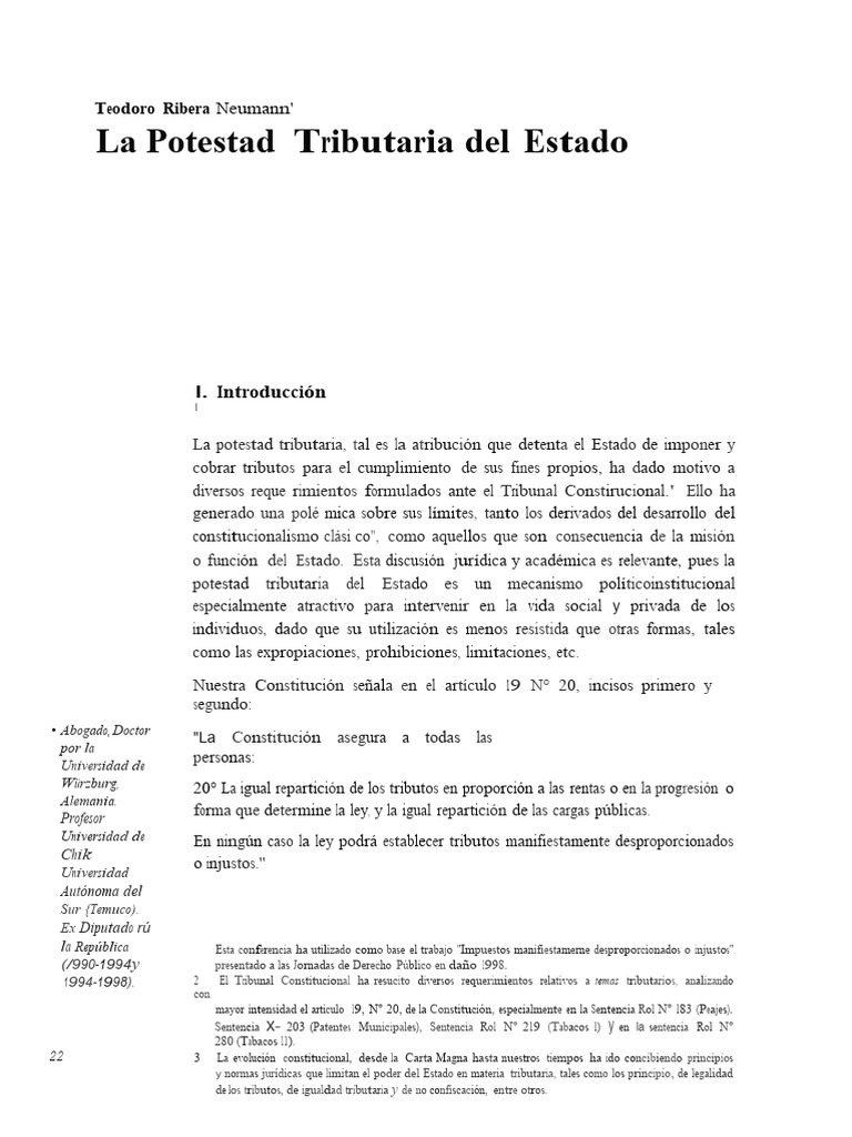 Potestad Tributaria del Estado en Chile | PDF | Constitución | Estado ...
