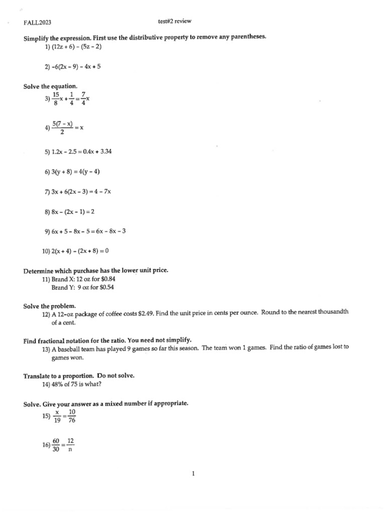 Math 0405 Test#2 Review | PDF