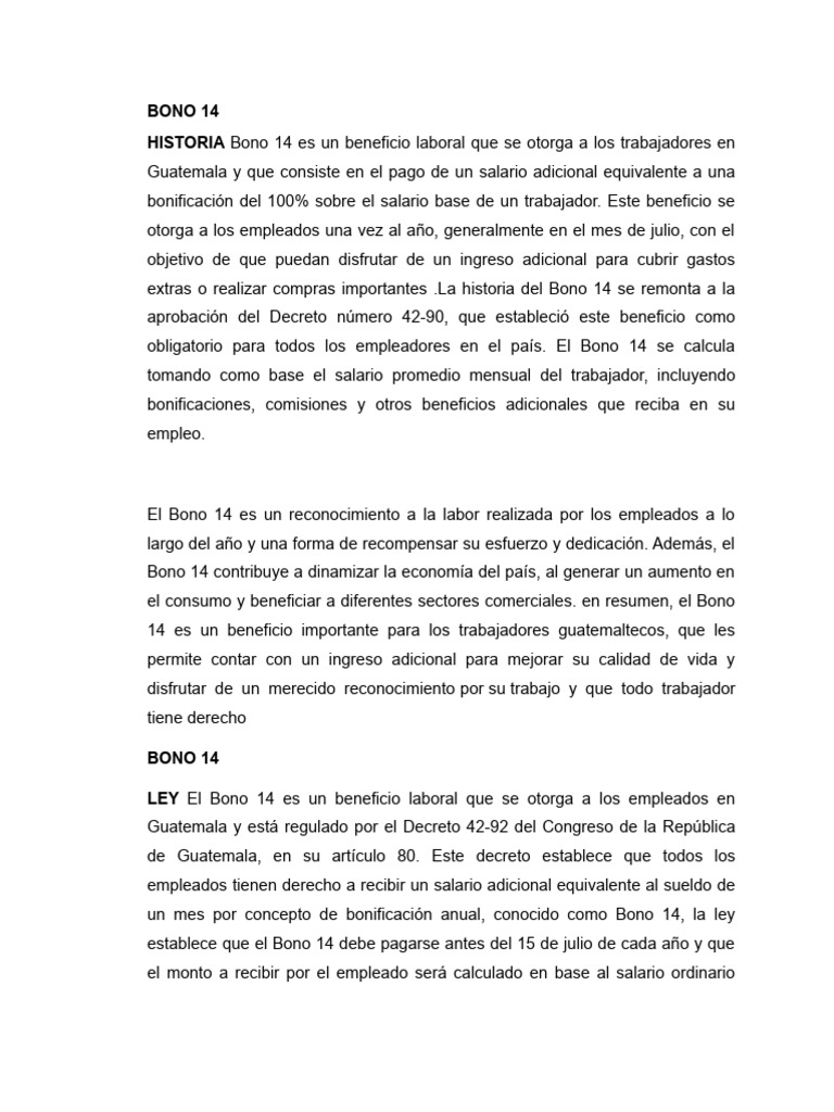 Bono 14 y su Indemnización en Guatemala | PDF | Daños y perjuicios ...