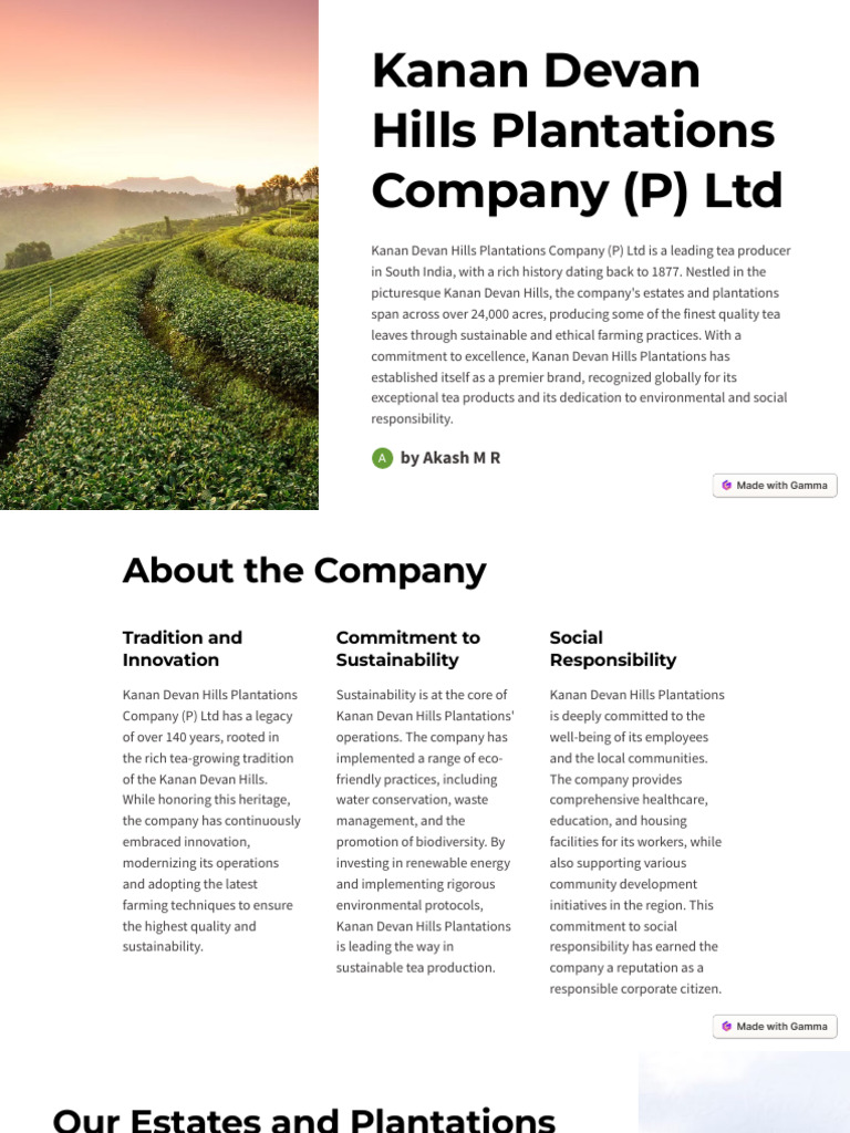 Kanan Devan Hills Plantations Overview | PDF | Sustainability | Tea