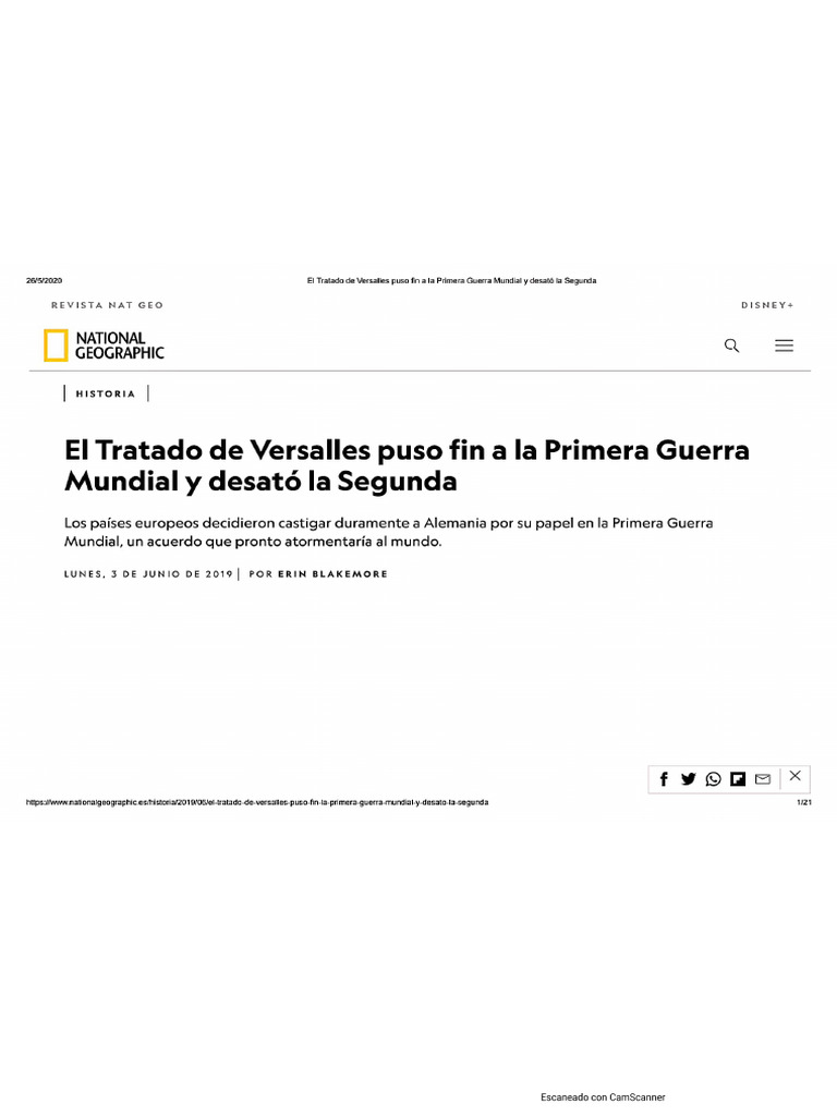 El Tratado De Versalles Puso Fin A La Primera Guerra Mundial Y Desató