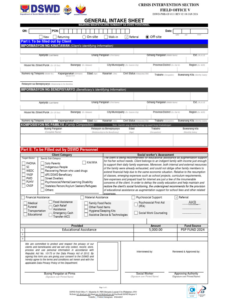 DSWD Educational Assistance Application | PDF | Psychosocial