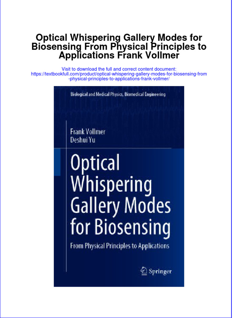 Full Chapter Optical Whispering Gallery Modes For Biosensing From