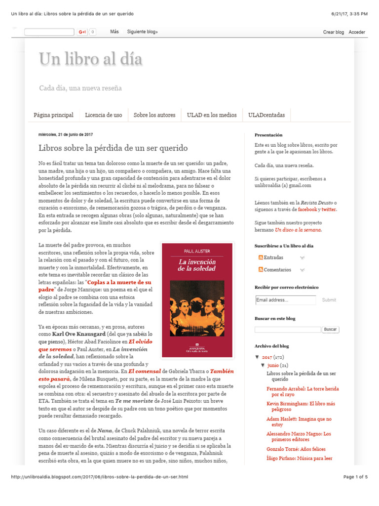 Un Libro Al Día: Libros Sobre La Pérdida de Un Ser Querido | Descargar ...