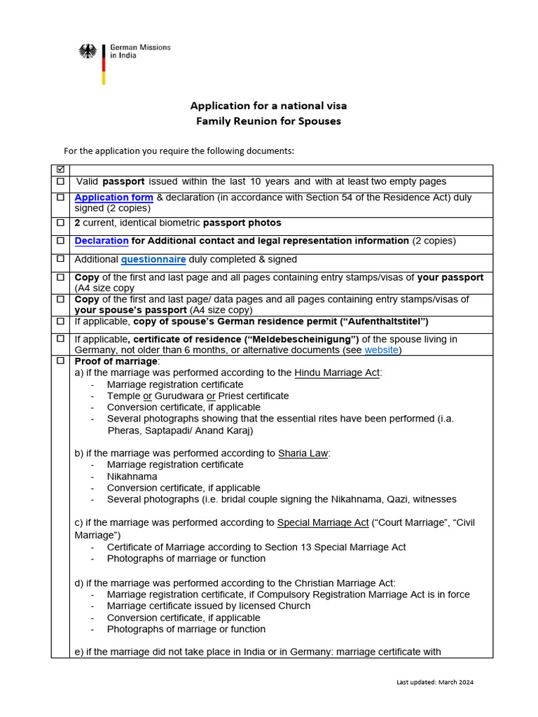 Visa Application for Spouse Reunion | PDF | Marriage | Passport