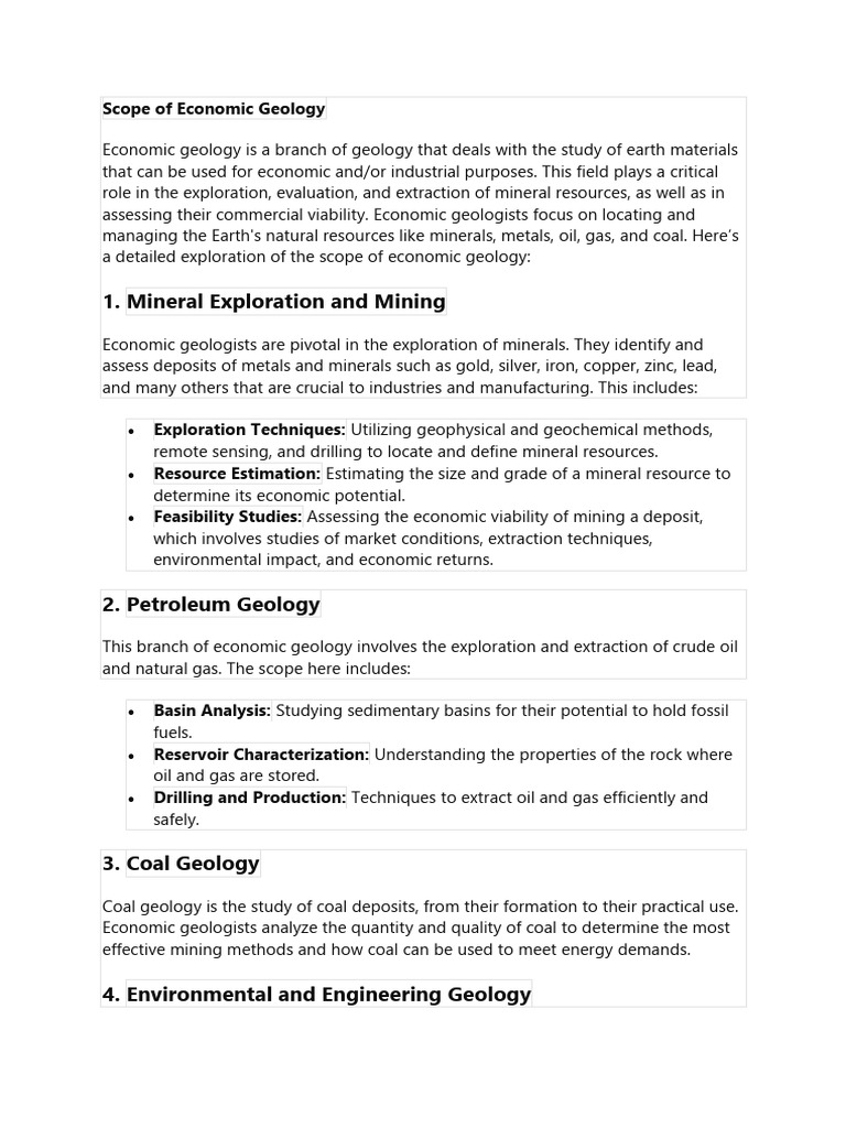Scope of Economic Geology Explained | PDF | Ore | Geology
