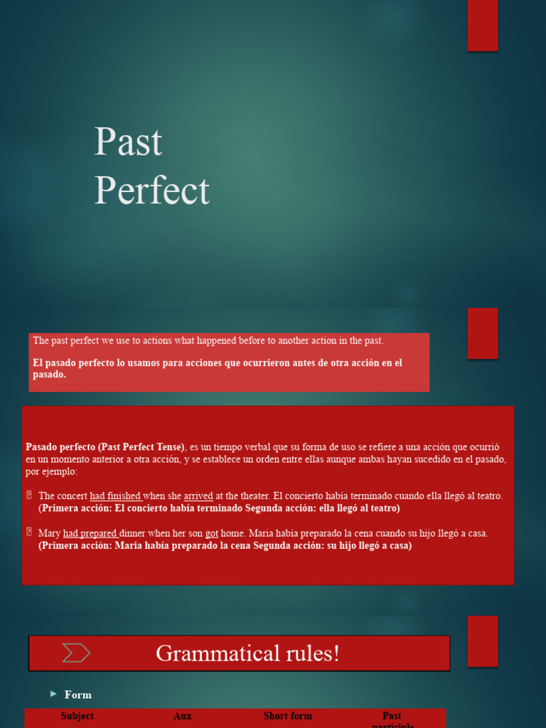 Guía del Pasado Perfecto en Inglés | PDF | Relaciones sintácticas ...