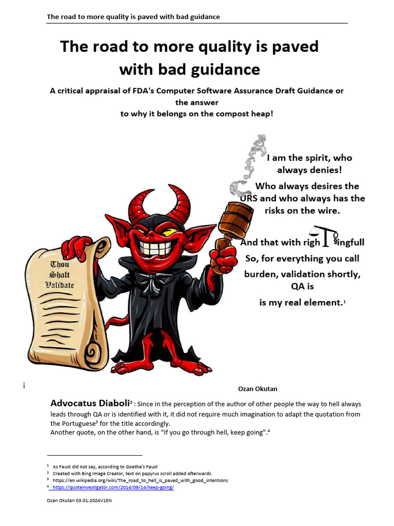 Critique of FDA Software Assurance Guidance | PDF | Quality Management ...