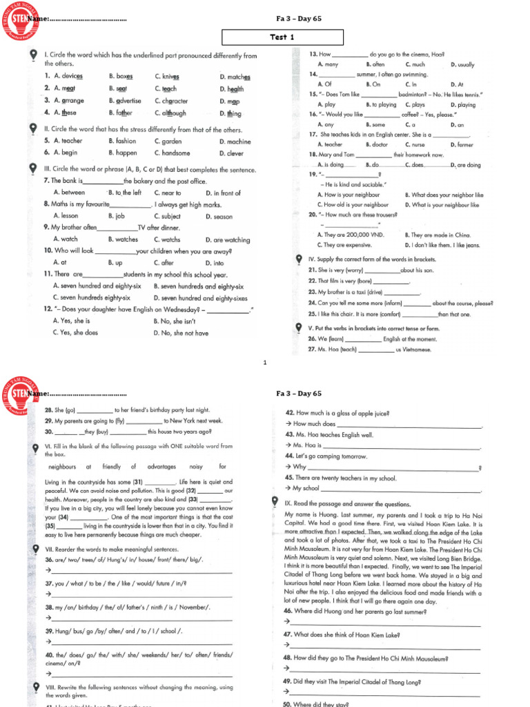 DAY 65 - U12 - Review | PDF