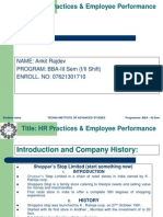 Title: HR Practices & Employee Performance: NAME: Ankit Rajdev PROGRAM: BBA-III Sem (I/II Shift) ENROLL. NO: 07621301710