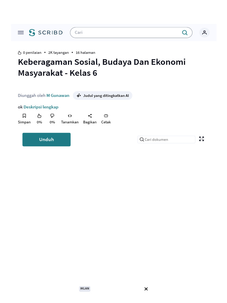 Keberagaman+Sosial,+Budaya+Dan+Ekonomi+Masyarakat+-+Kelas+6+ - +PDF ...
