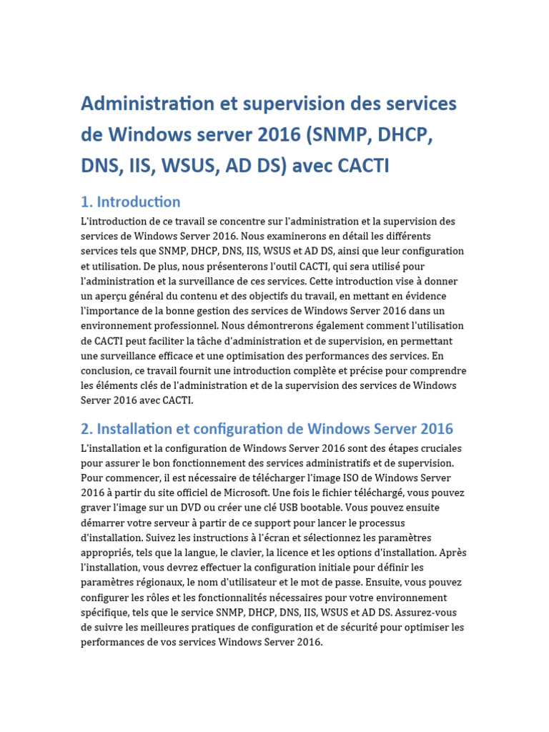 Supervision des services Windows Server 2016 | PDF | Système de noms de ...