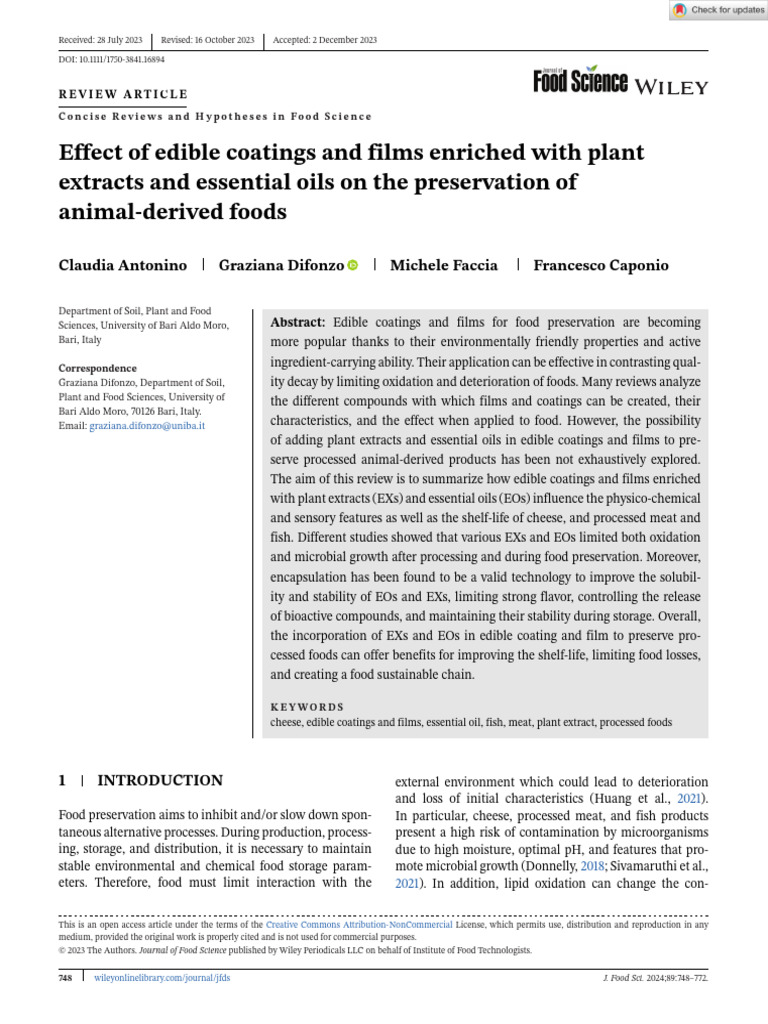 Oregano Oil in Edible Films for Food Preservation | PDF | Phenolic ...
