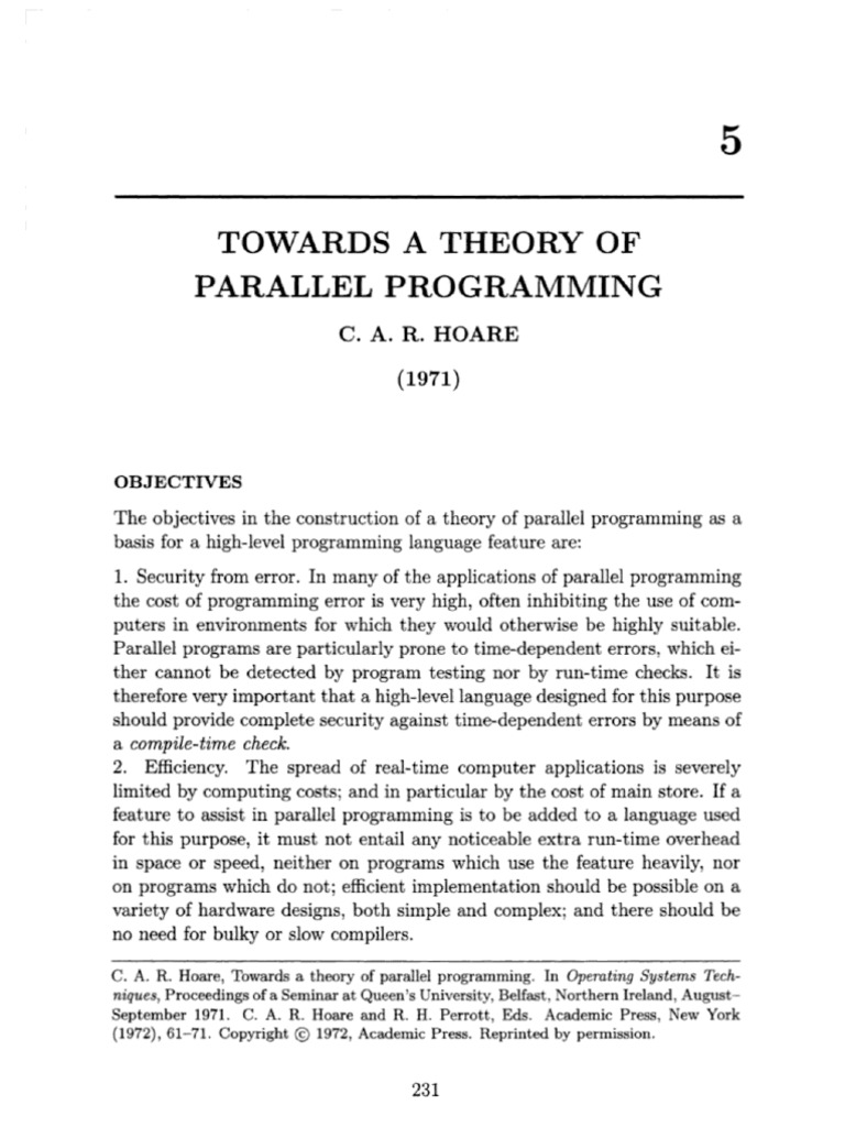 Towards A Theory of Parallel Programming, by C.A.R. Hoare | PDF ...
