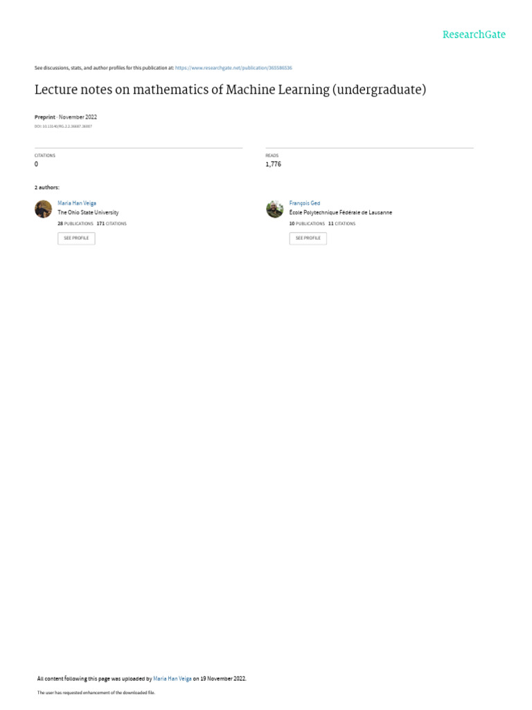 ML Lecture Notes 2022 v0.0 | PDF | Probability Distribution ...