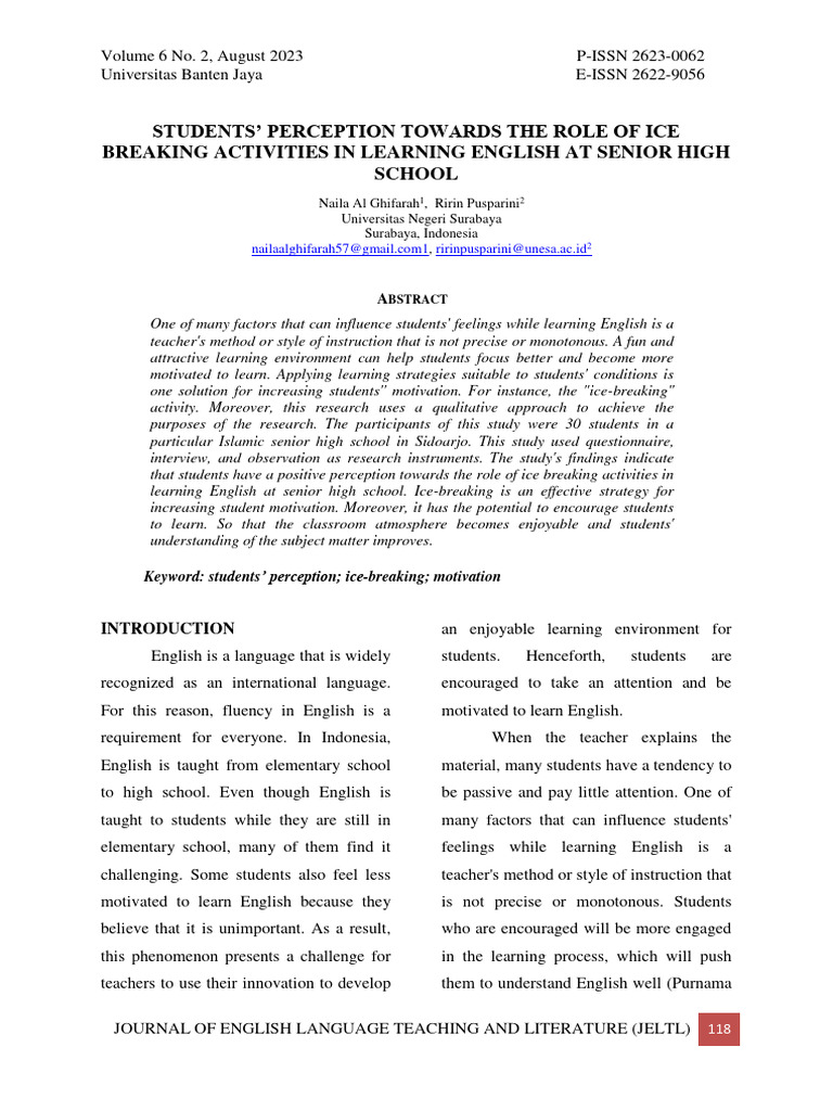 Students' Views on Ice-Breaking in English | PDF | Teachers | Learning