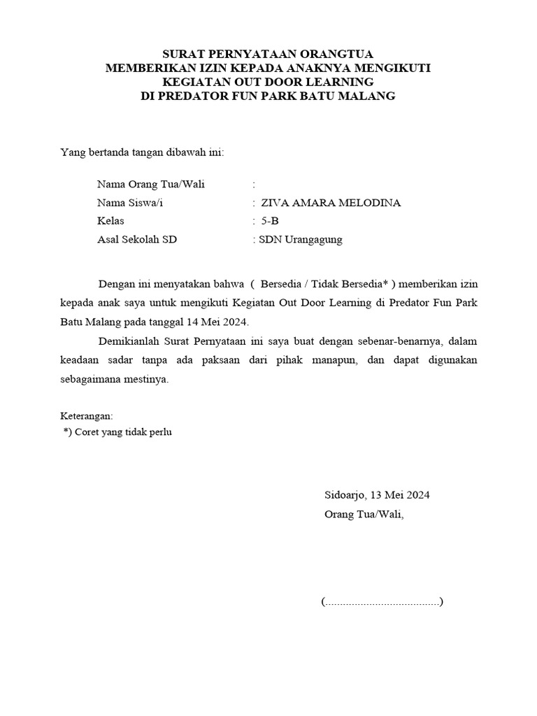Surat pernyataan form mail merge pdf