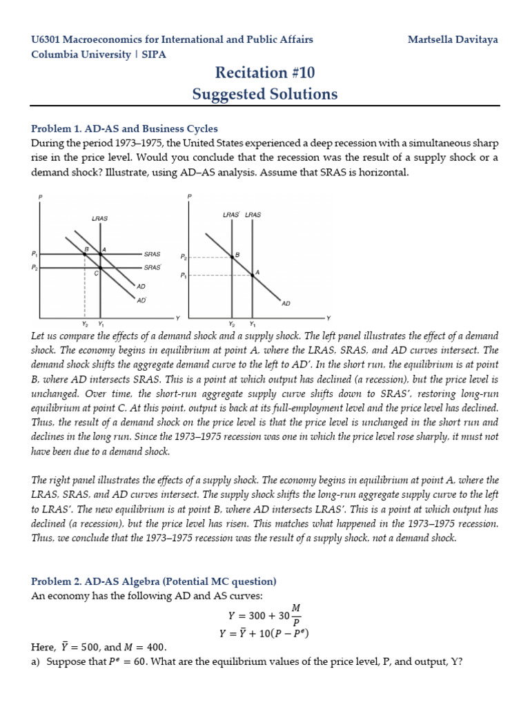 AD-AS Analysis of Economic Shocks | PDF | Long Run And Short Run ...
