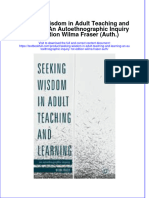 Textbook Seeking Wisdom in Adult Teaching and Learning An Autoethnographic Inquiry 1St Edition Wilma Fraser Auth Ebook All Chapter PDF