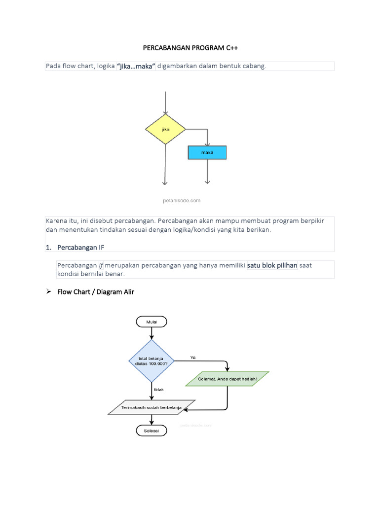 Struktur dan Contoh Percabangan C++ | PDF | Metode & Bahan Ajar | Komputer