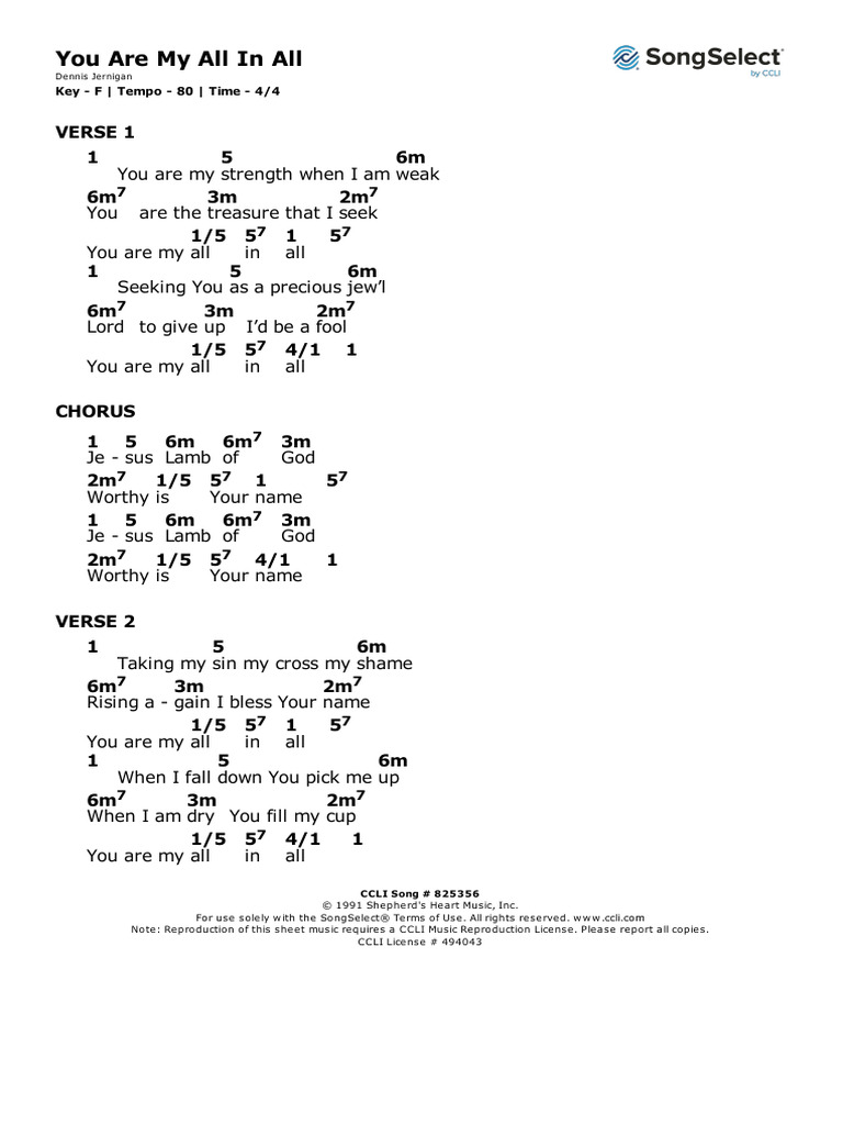 You are my all in all chords f pdf