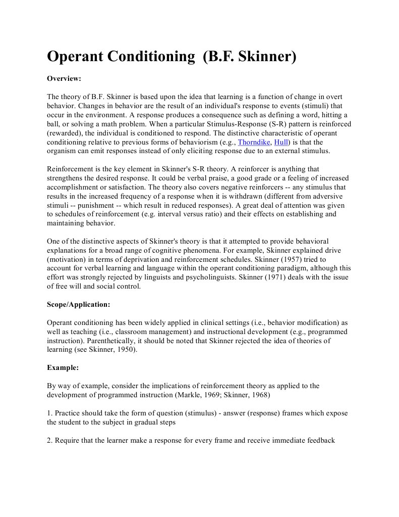 Bf skinner operant conditioning essay image