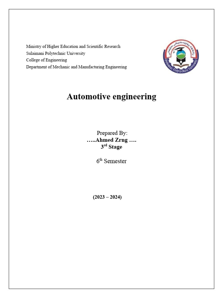 Automotive Engineering Report | PDF | Internal Combustion Engine | Piston