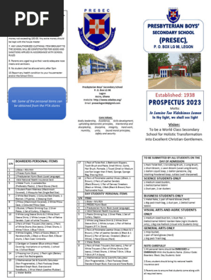 Presec Legon Prospectus